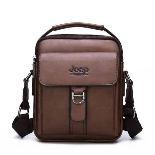JEEP BULUO Brand New High Quality Leather Crossbody Bags For Men Man's Shoulder Messenger Bag Business Casual Fashion Tote Bag